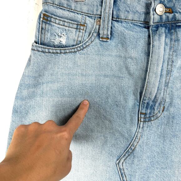 Madewell Women's Blue Rigid Denim A-Line Cut Out Edition Mini Skirt Size 27 - Picture 6 of 10